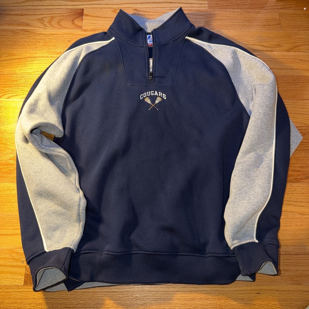 Russell Athletic Men's Red Quarter Zip Long Sleeve Pullover XXL Team Issue